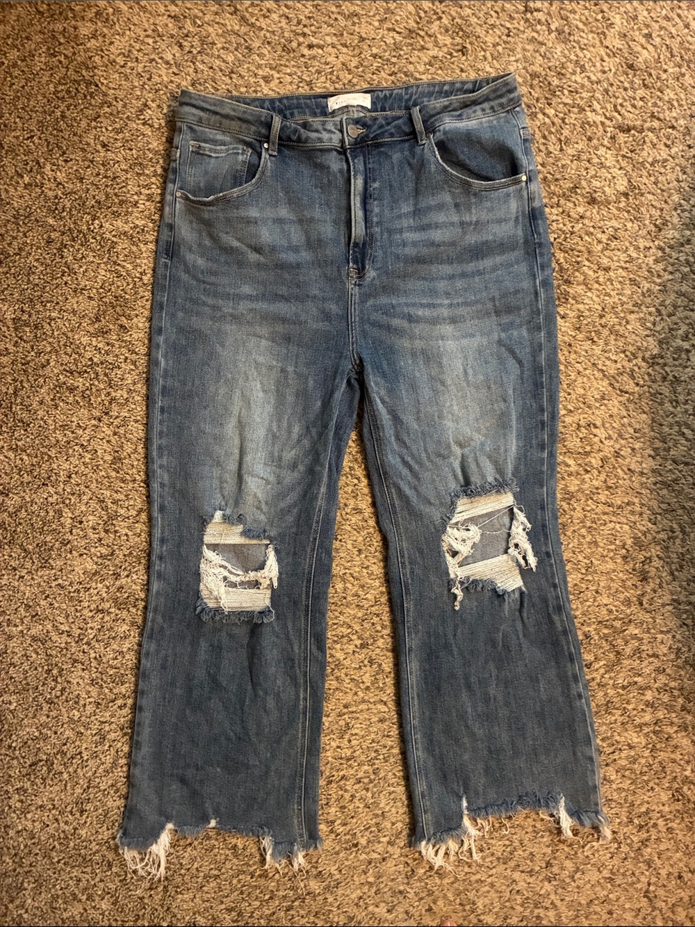Risen Jeans- distressed high rise crop